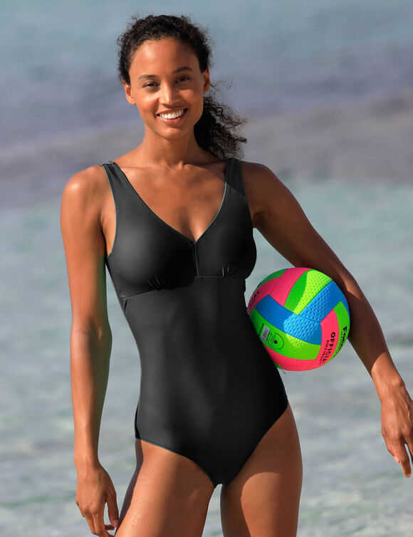 Maillot de bain 1 pièce uni Spécial grand buste Solaro (noir)