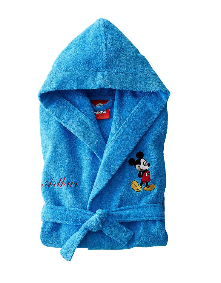 Peignoir de bain personnalisable à capuche "Mickey®" (bleu)