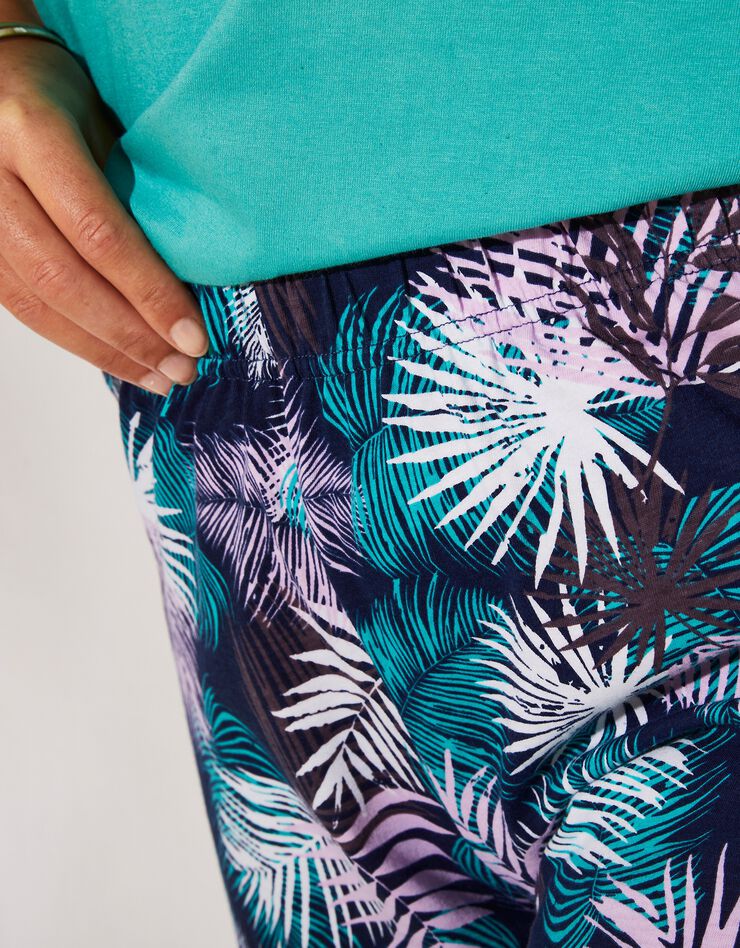 Pyjama avec short imprimé tropical (émeraude / marine) Pyjama avec short imprimé tropical (émeraude / marine)