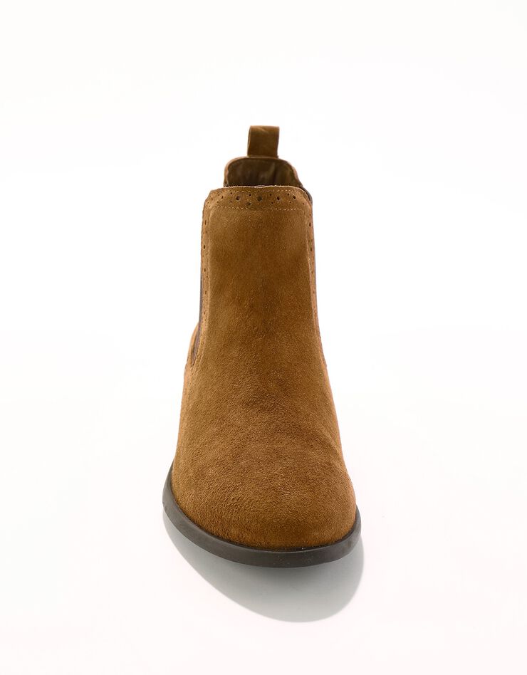 Boots élastiquées perforées Chelsea en croûte de cuir (beige) Boots élastiquées perforées Chelsea en croûte de cuir (beige)