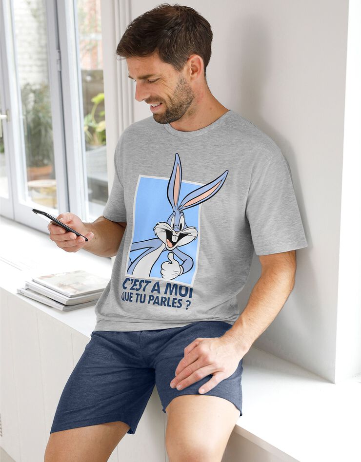 Pyjashort Bugs Bunny manches courtes (bleu / gris) Pyjashort Bugs Bunny manches courtes (bleu / gris)