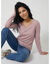 T-shirt col V manches longues (rose parm&eacute;)