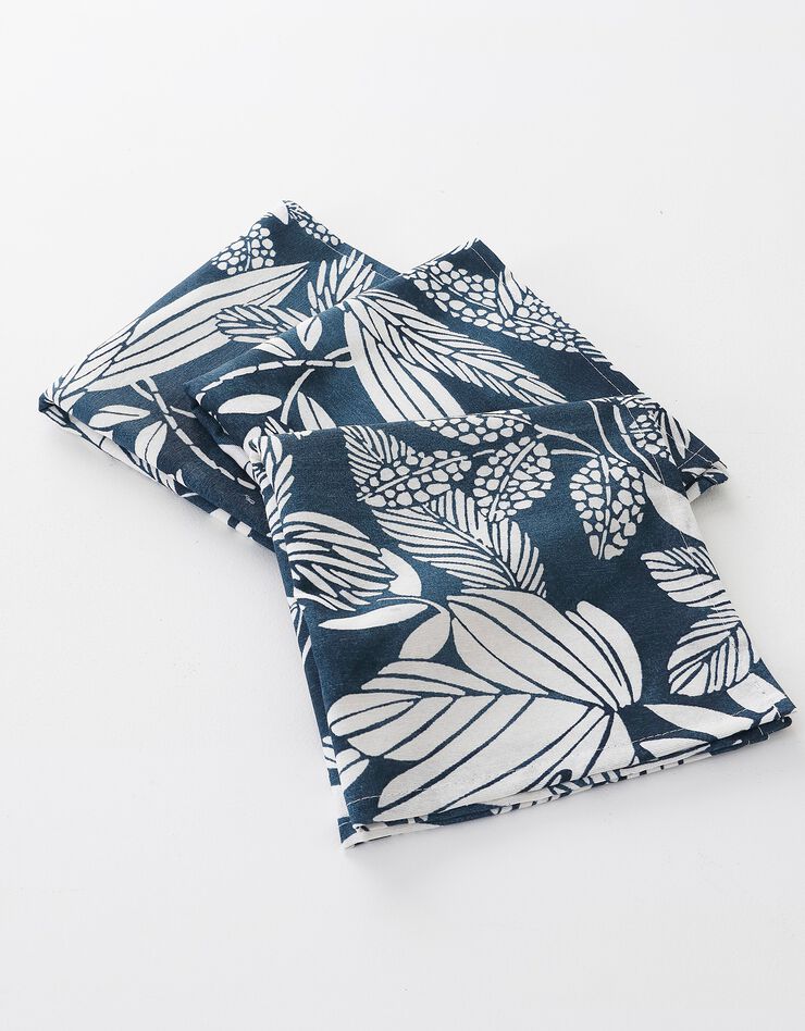 Nappe anti-taches imprimé végétal (bleu)