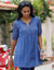 Tunique plumetis unie, polyester recyclé(**) (indigo)