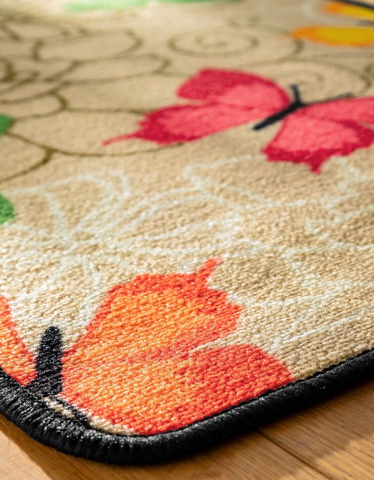 Tapis cuisine imprimé papillons (beige)