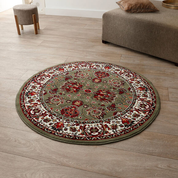 Tapis rond motifs perse (vert)
