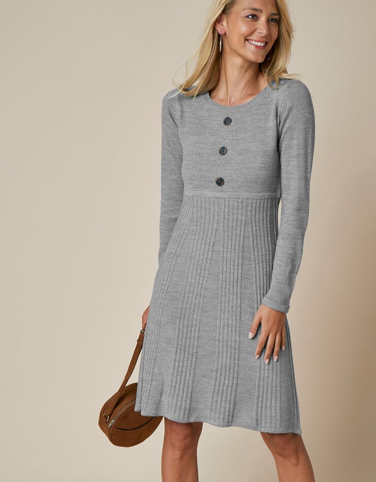 Robe pull boutonnée (gris chiné) Robe pull boutonnée (gris chiné)