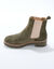 Boots chelsea croûte de cuir, semelle crantée épaisse (kaki)