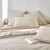 Linge de lit uni coton lav&eacute; (beige)
