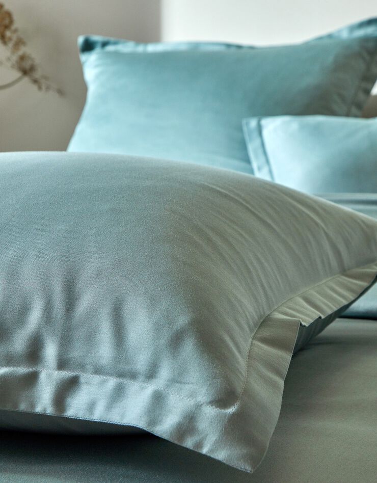 Linge de lit satin uni (vert grisé)