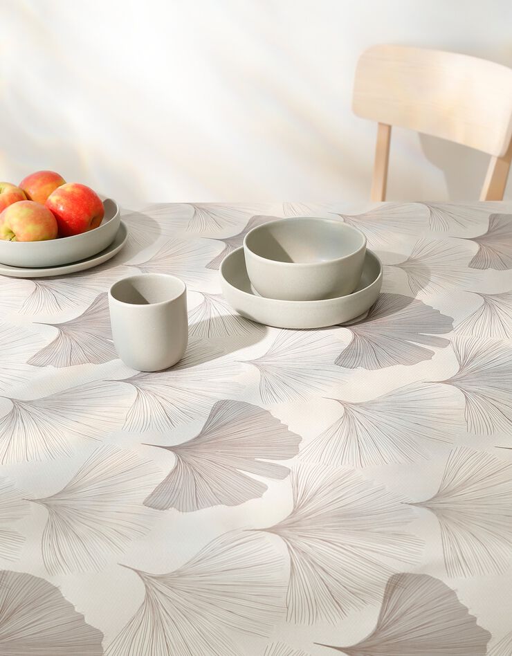 Nappe toile cirée imprimée gingko (gris)