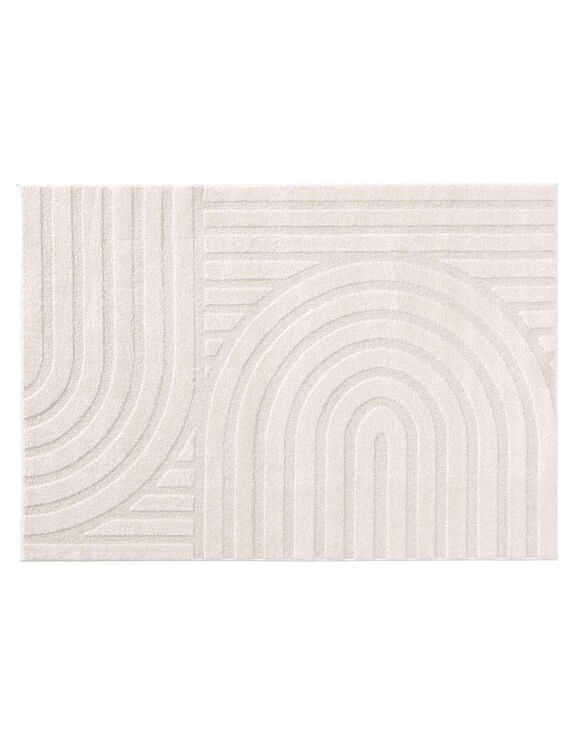 Tapis rectangulaire, motif arches en relief (naturel)