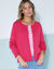 Cardigan boutonné, coton mélangé (framboise)