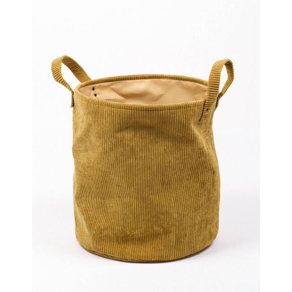 Panier rond velours déco rangement (curry)