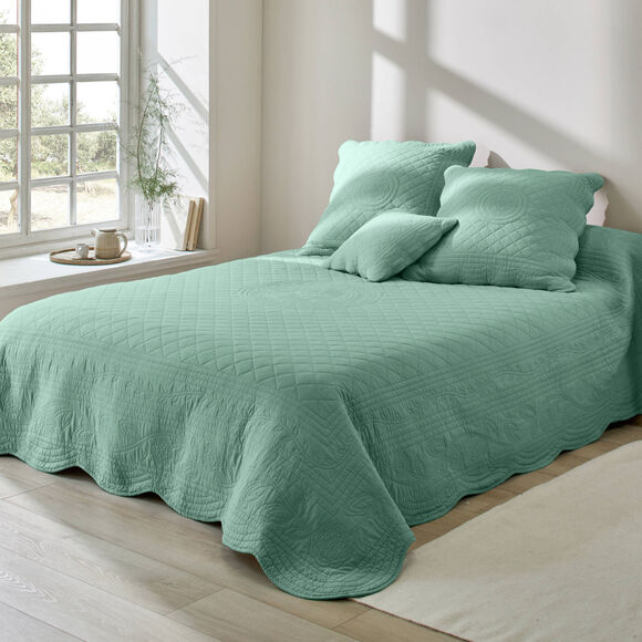 Couvre-lit uni style boutis Cassandre  (vert)