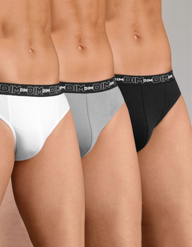 Slip coton stretch coloris assortis - lot de 3 (gris + blanc + noir) Slip coton stretch coloris assortis - lot de 3 (gris + blanc + noir)