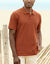 Polo uni maille piquée manches courtes (terracotta)