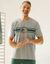 T-shirt pyjama rayures poitrine manches courtes (gris chiné)