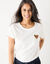 T-shirt uni brodé coeur manches courtes (écru / chocolat)