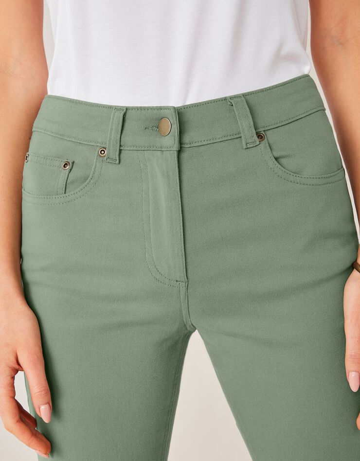 Pantalon droit stretch (vert grisé)