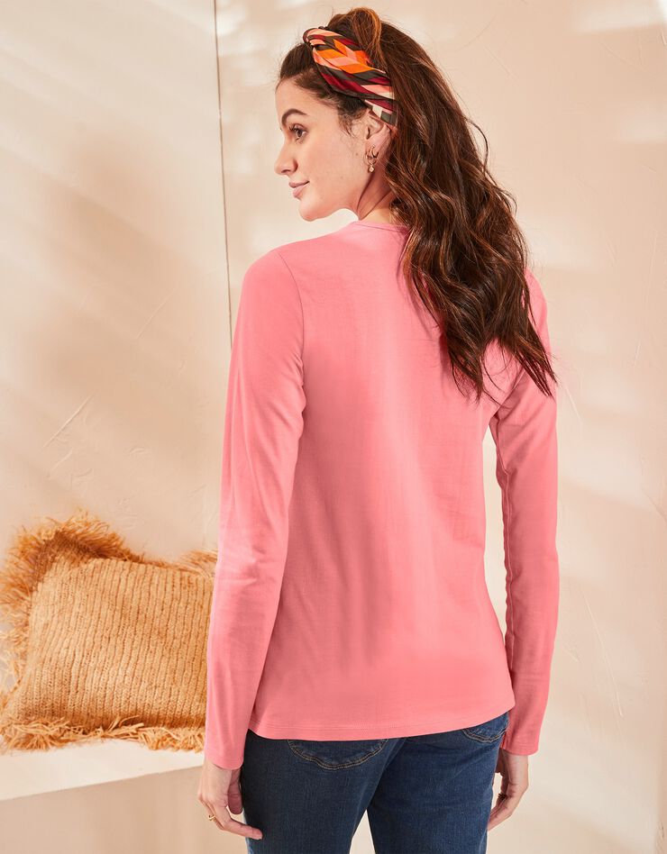 Tee-shirt uni, manches longues (corail grisé) Tee-shirt uni, manches longues (corail grisé)