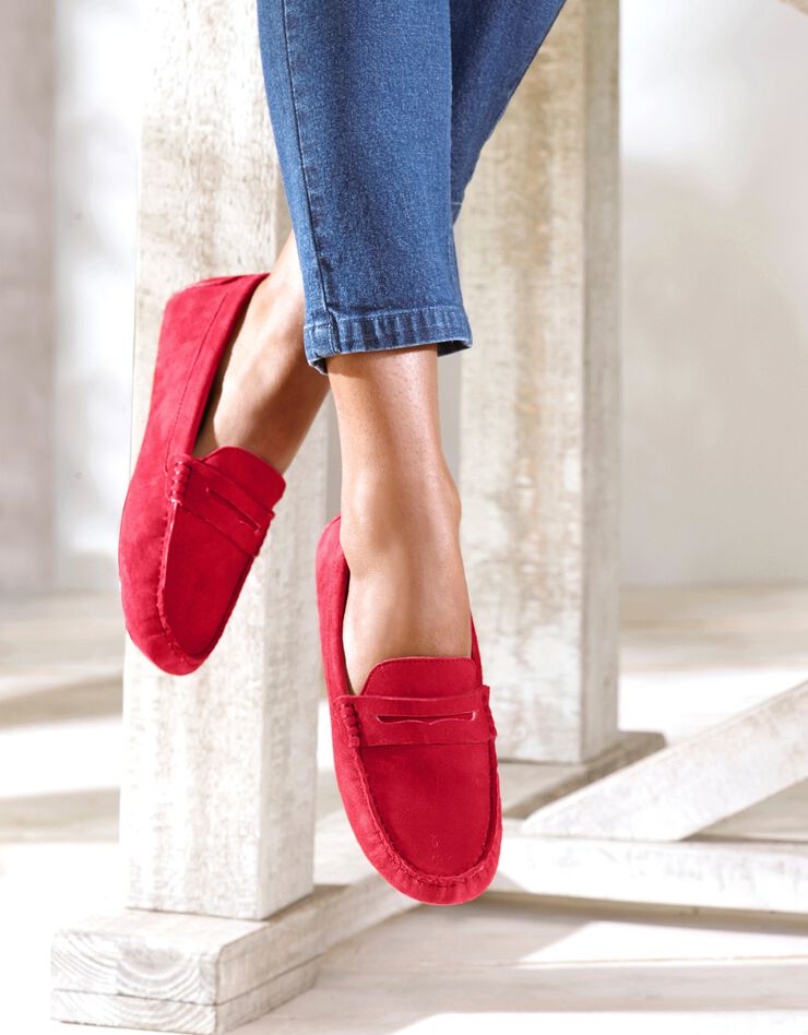 Mocassins en cuir velours - rouge (rouge) Mocassins en cuir velours - rouge (rouge)