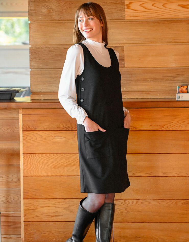 Robe chasuble évasée unie, maille (noir) Robe chasuble évasée unie, maille (noir)