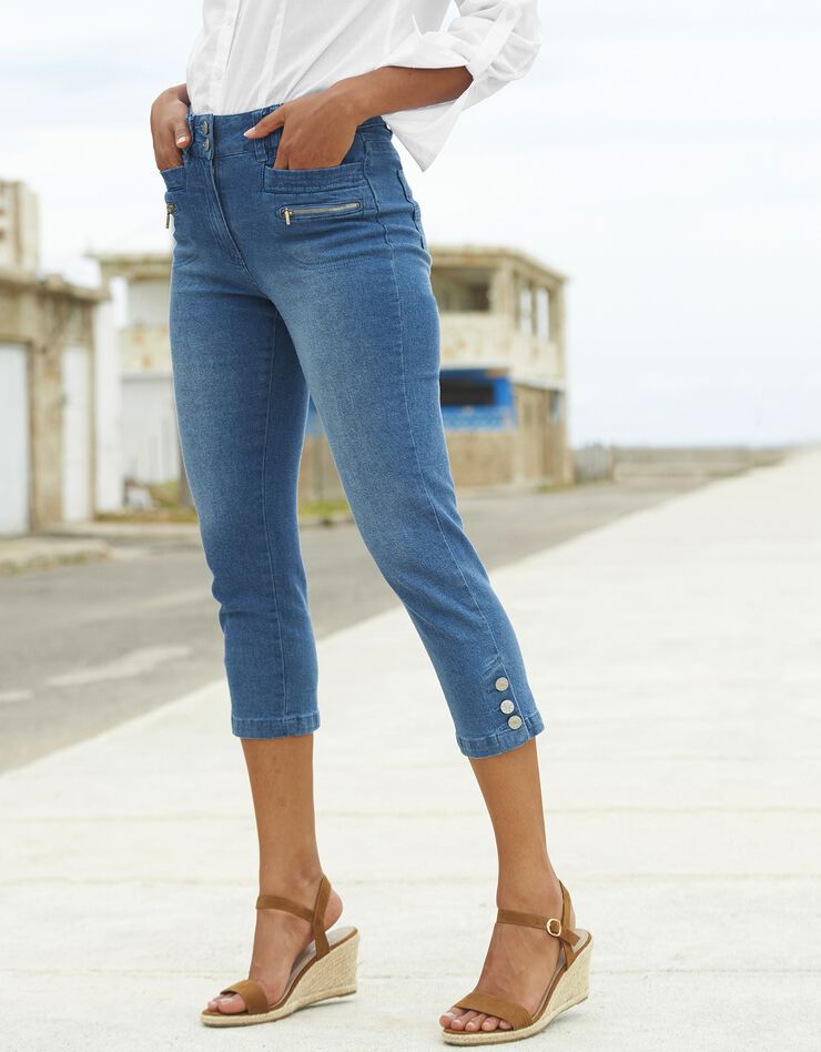 Pantacourt denim base boutonnée (bleached) Pantacourt denim base boutonnée (bleached)