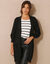 Gilet long porter ouvert, col V (noir)