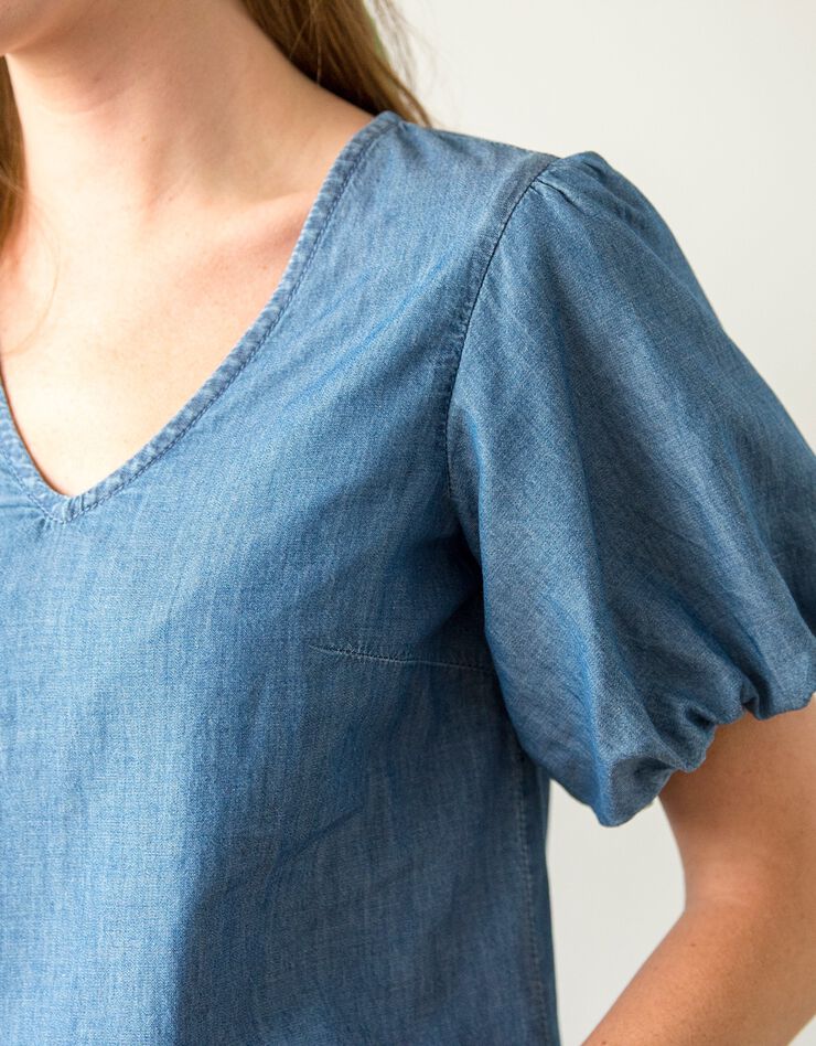 Blouse denim manches courtes "ballon" (bleached) Blouse denim manches courtes "ballon" (bleached)