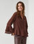 Blouse &agrave; basque volant&eacute;e, voile uni (chocolat)
