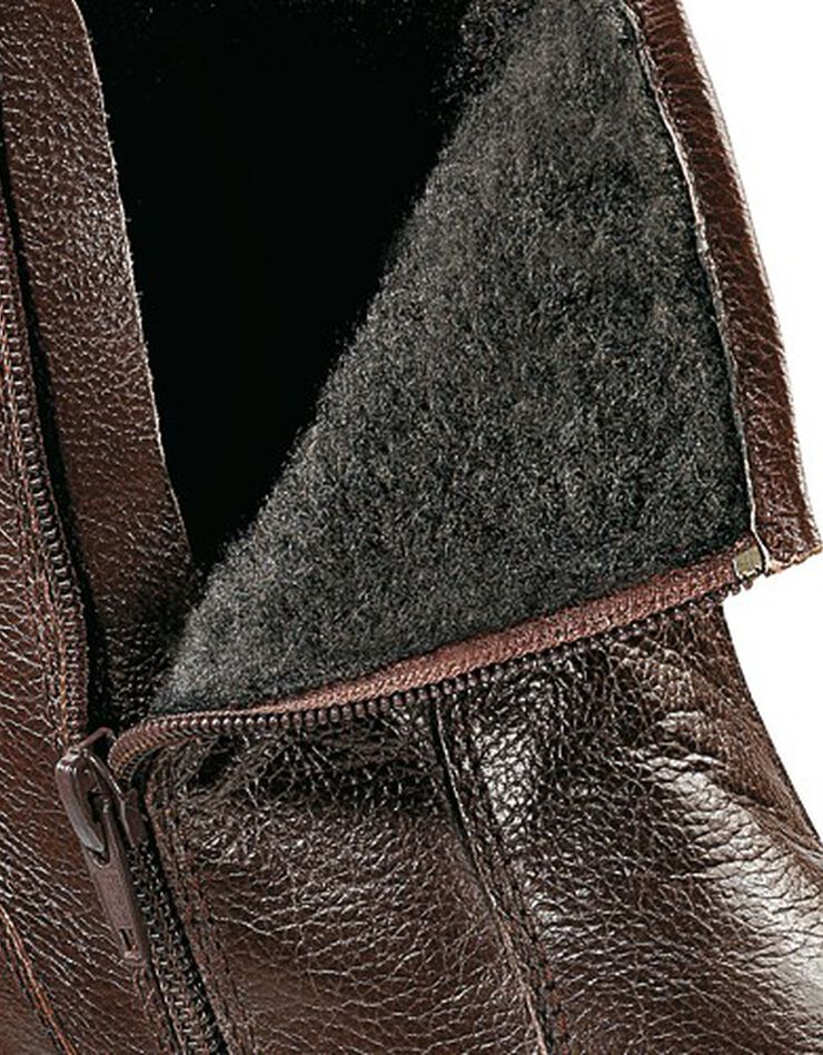 Botillons zippés cuir fourrés laine - jusqu'au 46 (marron) Botillons zippés cuir fourrés laine - jusqu'au 46 (marron)