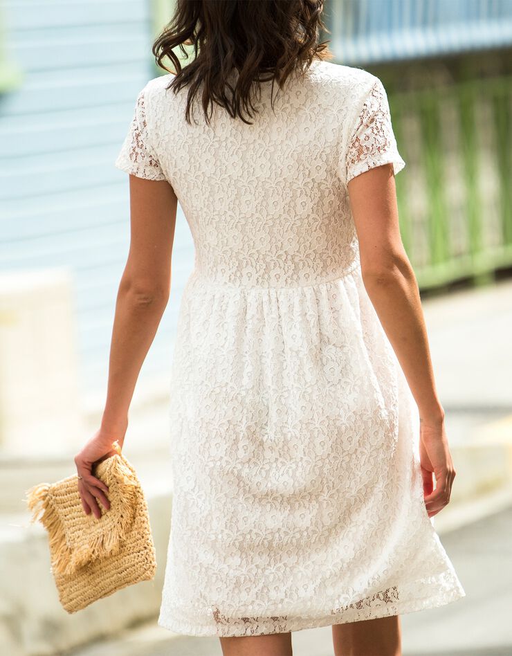 Robe macramé et dentelle (blanc)