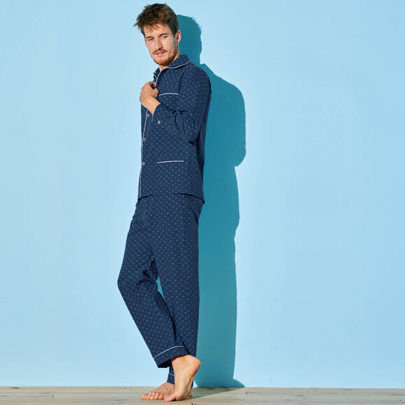 Pyjama imprimé popeline polycoton  (marine)