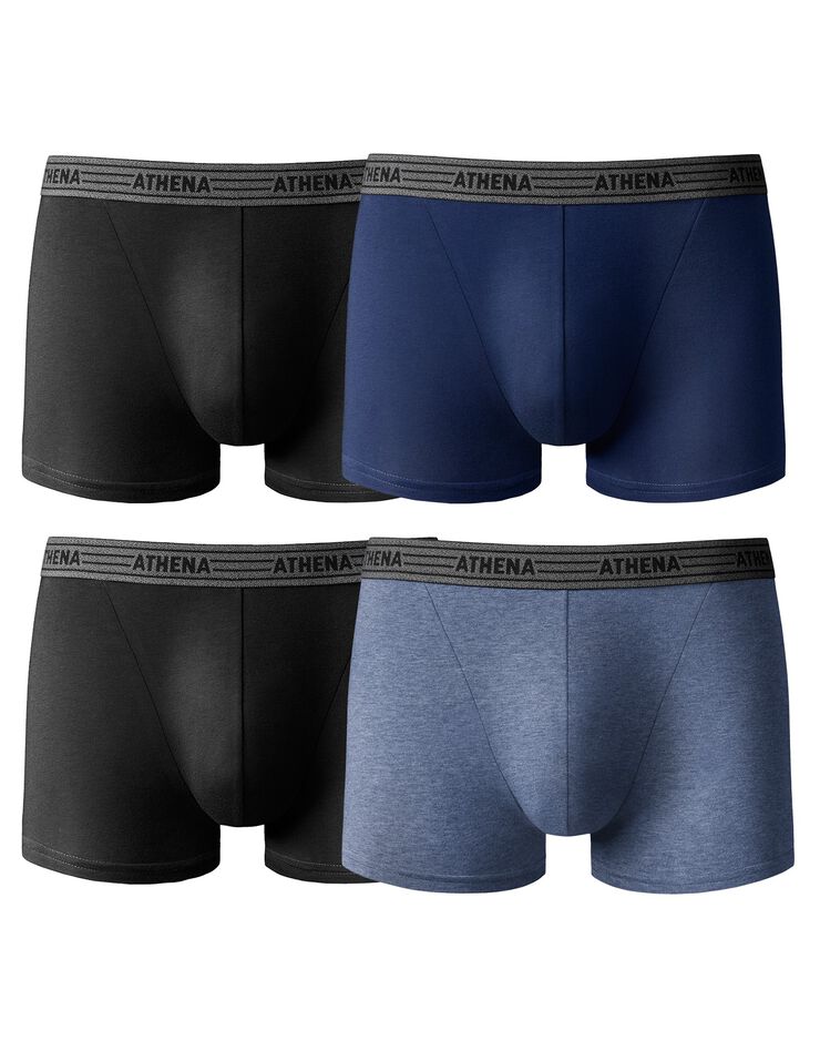 Boxer Basic Coton - lot de 4 (noir + bleu) Boxer Basic Coton - lot de 4 (noir + bleu)