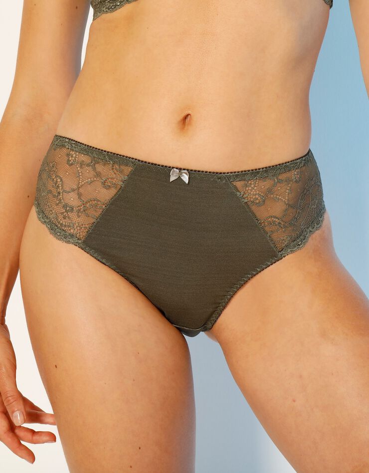 Culotte maille satinée et dentelle Salford - lot de 2 (kaki + tilleul) Culotte maille satinée et dentelle Salford - lot de 2 (kaki + tilleul)