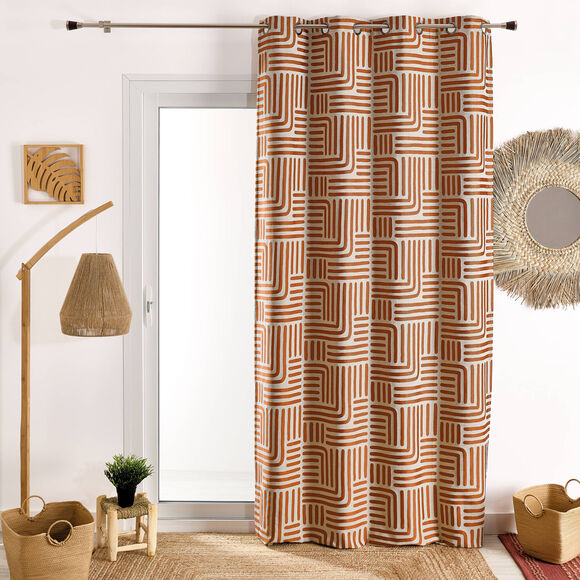 Rideau jacquard imprim&eacute; lignes (terracotta)
