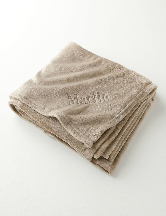 Plaid polaire personnalisable, toucher peluche (taupe)