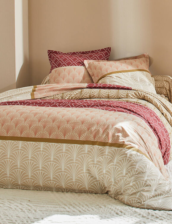 Linge de lit Eddy en coton à motifs graphiques (sable)