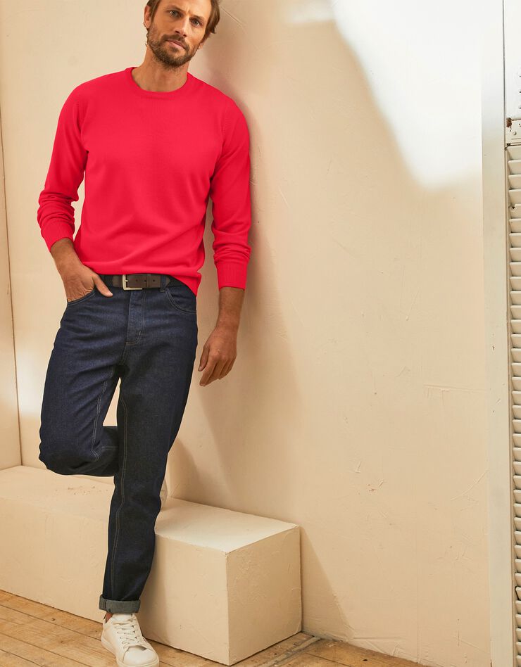 Pull uni col rond (corail)