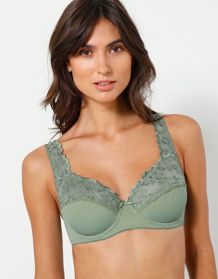Soutien-gorge forme emboîtante tulle brodé stretch et microfibre Batlow- avec armatures (vert) Soutien-gorge forme emboîtante tulle brodé stretch et microfibre Batlow- avec armatures (vert)