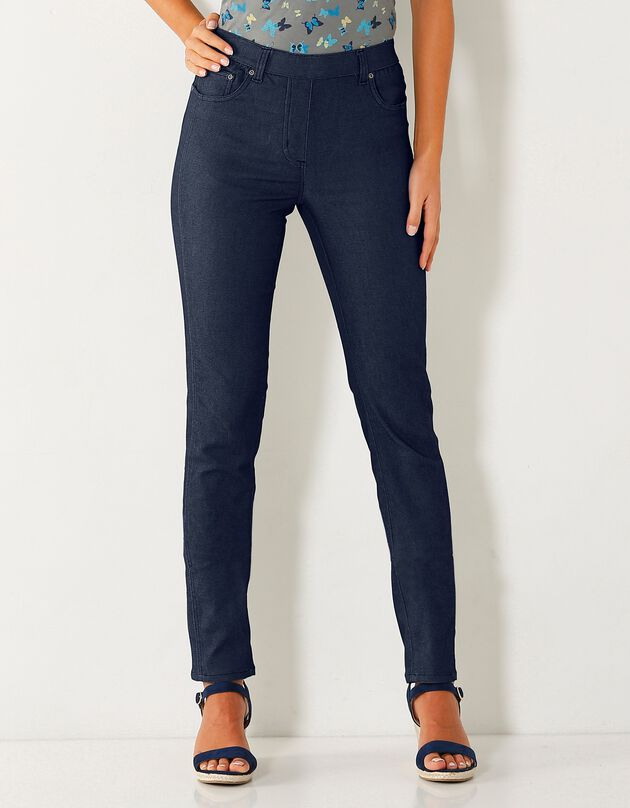 Pantalon stretch coutures affinantes (marine)