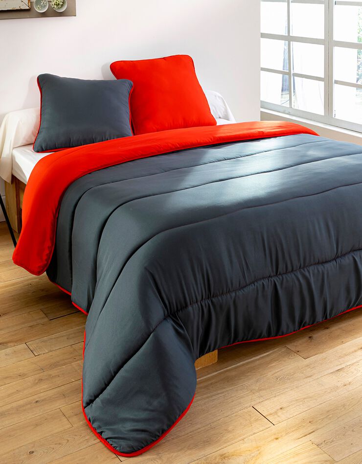 Couette bicolore microfibre 350g/m2 (anthracite / rouge)