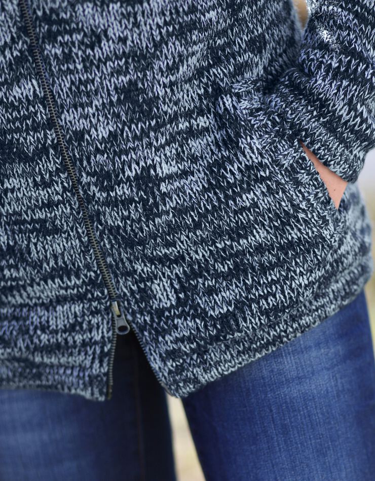 Gilet zippé fourré maille moulinée (marine chiné) Gilet zippé fourré maille moulinée (marine chiné)