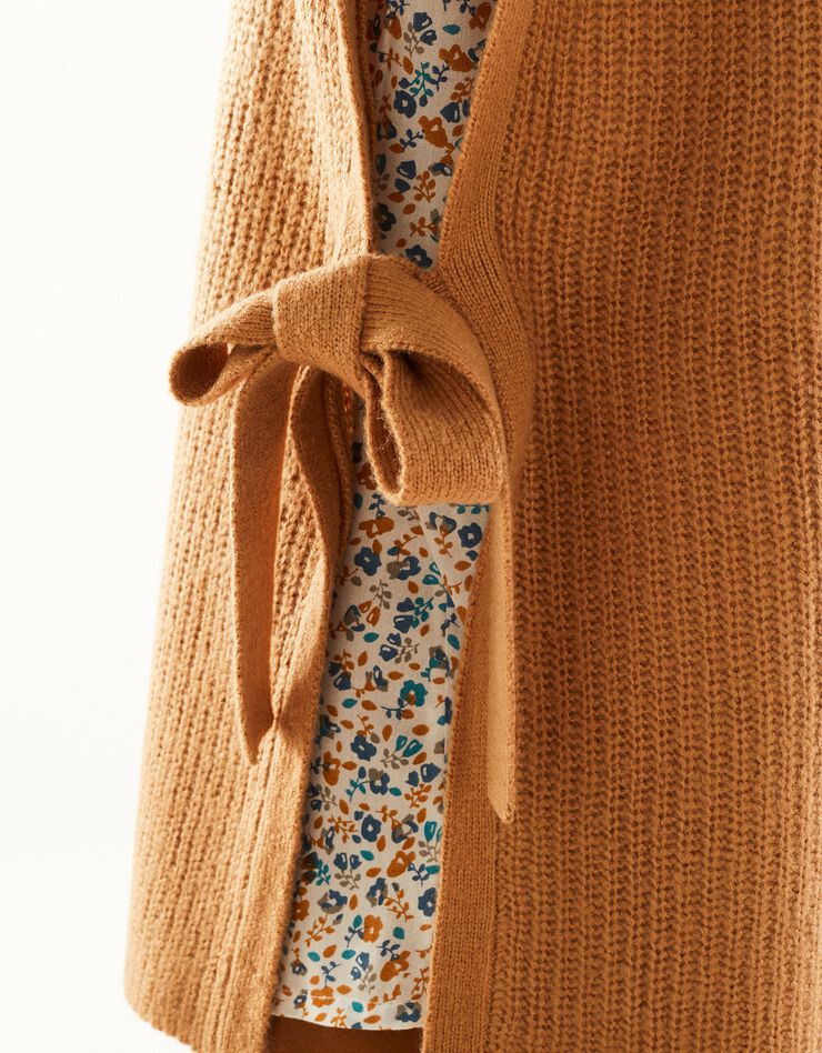 Pull tunique sans manches, maille anglaise toucher mohair (caramel)