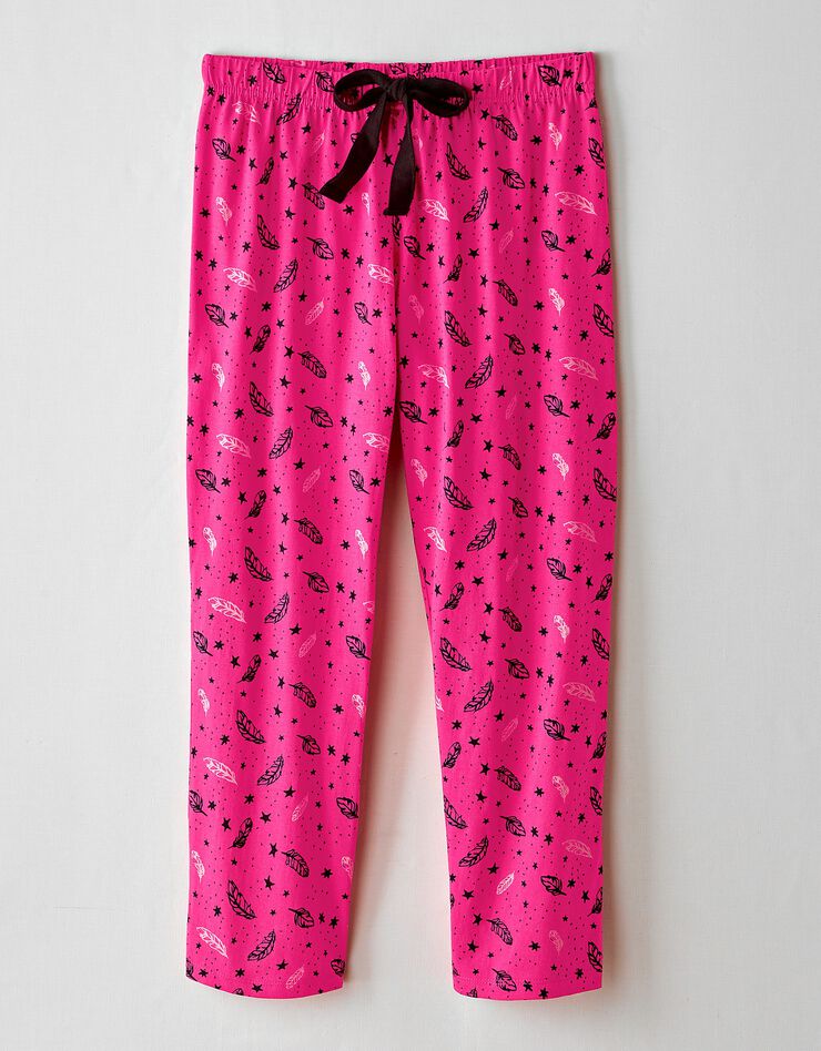 Pantacourt pyjama imprimé "plumes" (fuchsia) Pantacourt pyjama imprimé "plumes" (fuchsia)