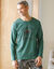 T-shirt pyjama impression placée manches longues (vert foncé)
