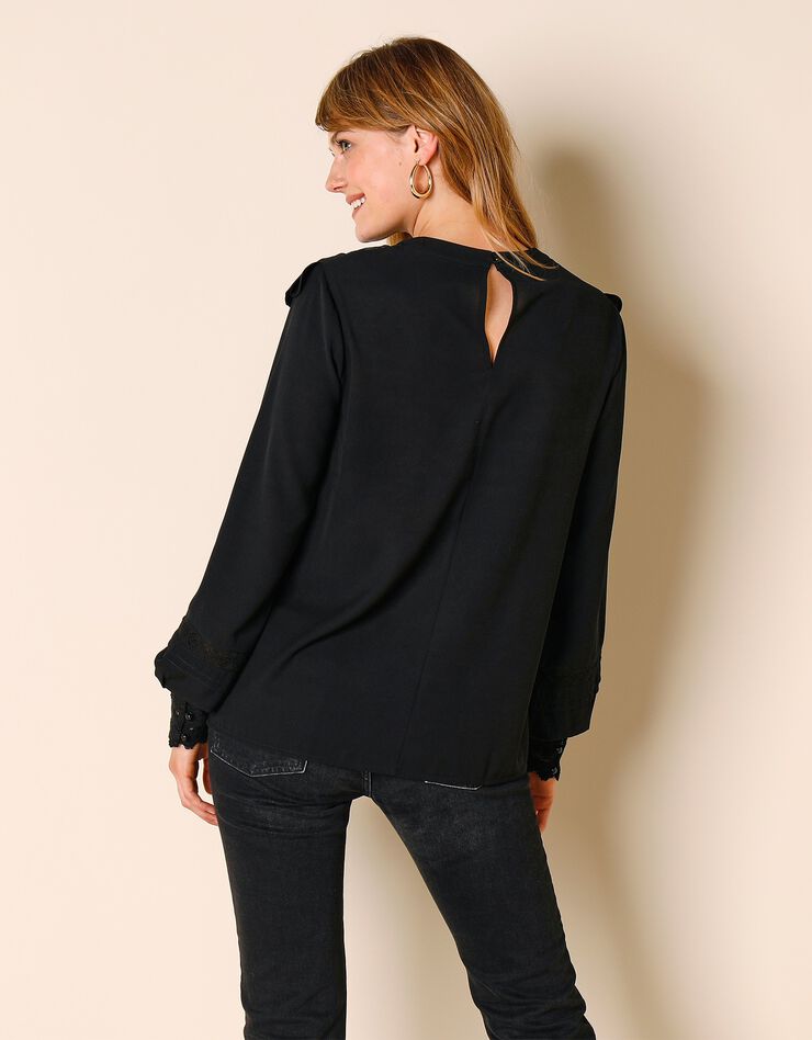 Blouse plumetis et macramé (noir) Blouse plumetis et macramé (noir)