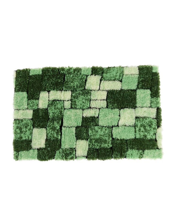 Tapis de bain mosaïque toucher peluche (vert) Tapis de bain mosaïque toucher peluche (vert)