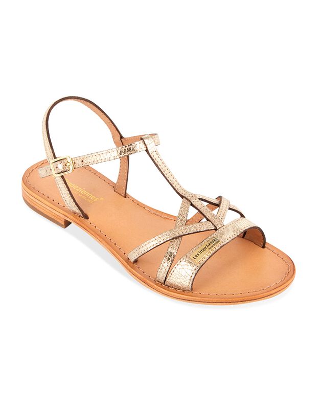 Sandales plates en cuir Hironela (or)